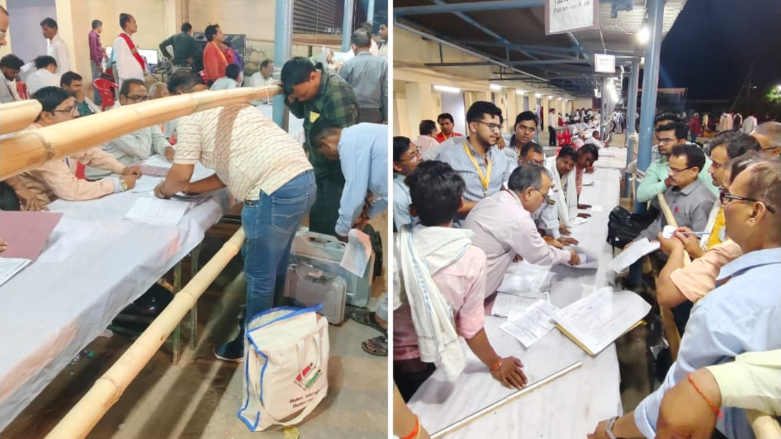 मतदान कर्मियों में ईवीएम जमा करने को मची रही आपाधापी