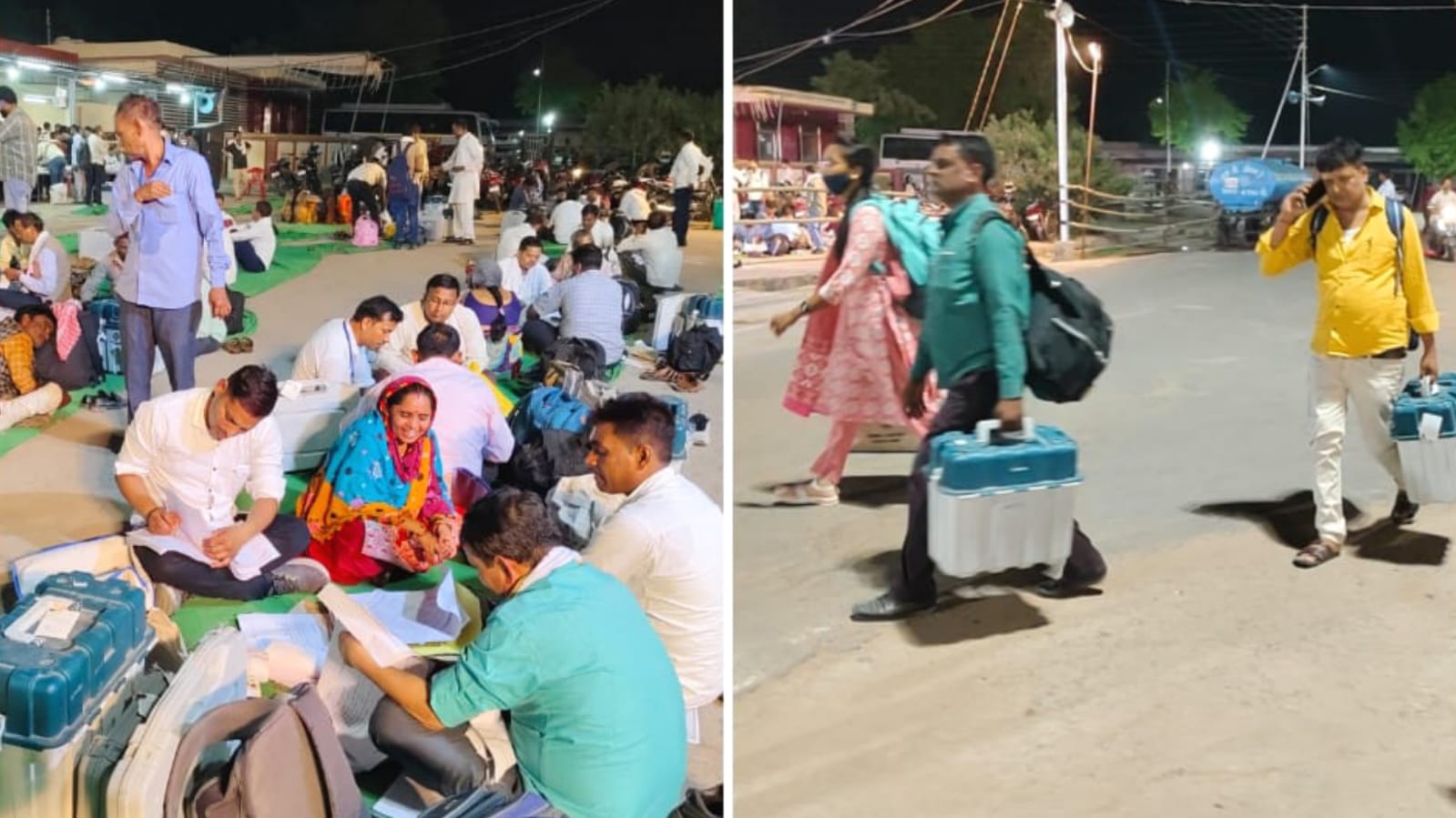 मतदान कर्मियों में ईवीएम जमा करने को मची रही आपाधापी