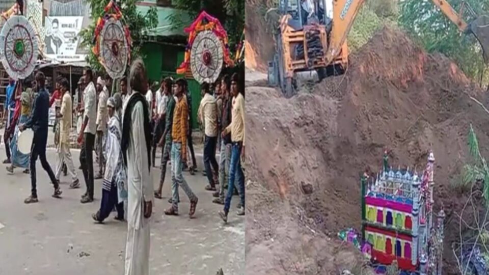 नम आंखों के साथ सुपुर्दे खाक किये गये ढाल और ताजिये