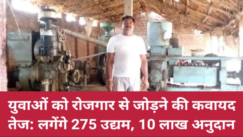 युवाओं को रोजगार से जोड़ने की कवायद तेज: लगेंगे 275 उद्यम, 10 लाख अनुदान