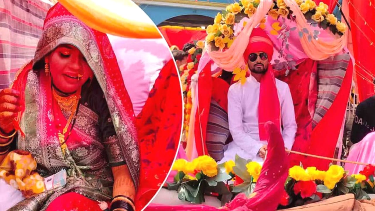 बुंदेलखंड की पारंपरिक विदाई: लक्जरी गाड़ी की जगह फूलों से सजी बैलगाड़ी, दूल्हे ने थामी लगाम