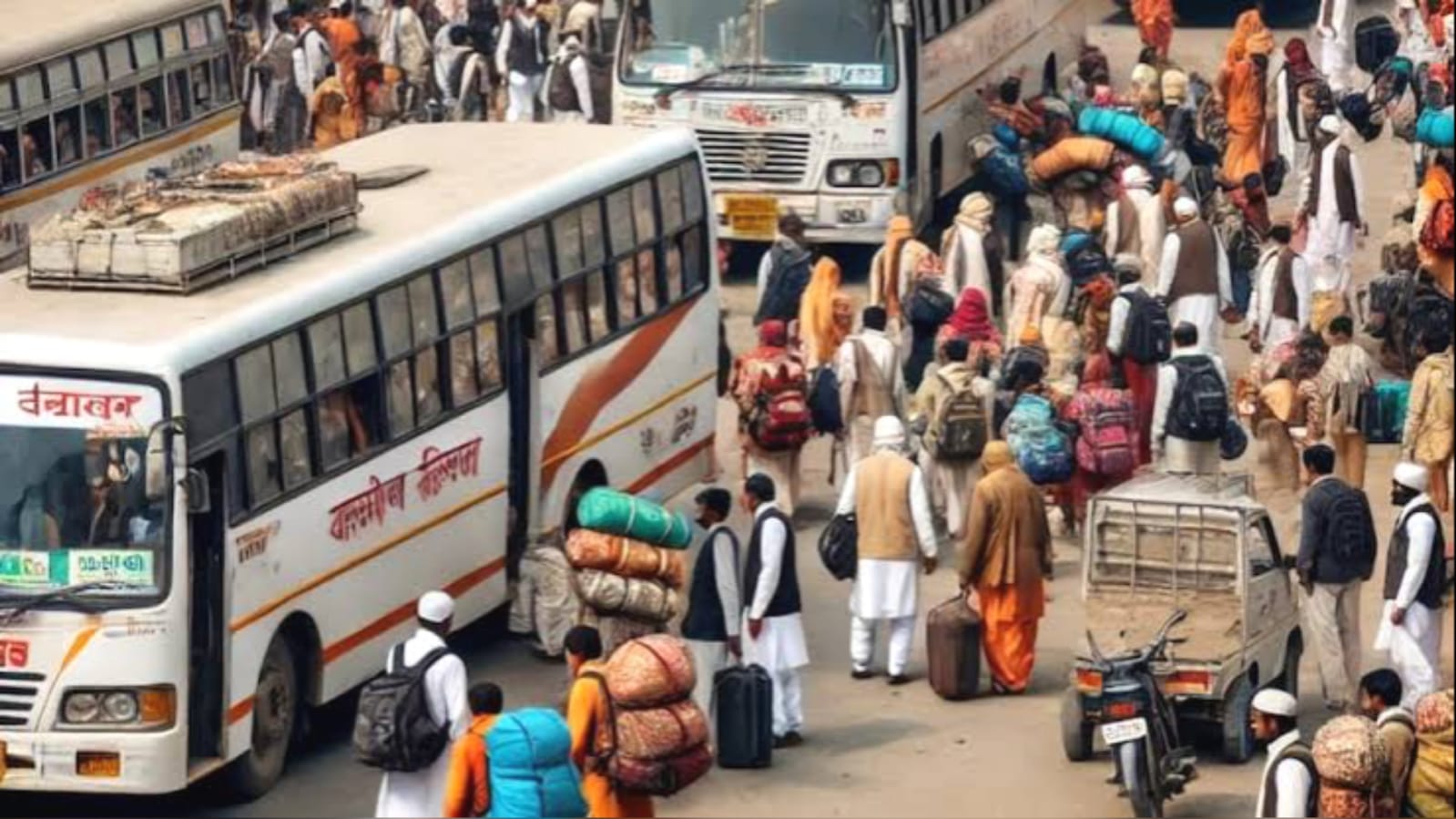 महाकुंभ मेला के लिए ट्रेनों से हाय तोबा : रोडवेज बसों से यात्रा को उमड़ी भीड़