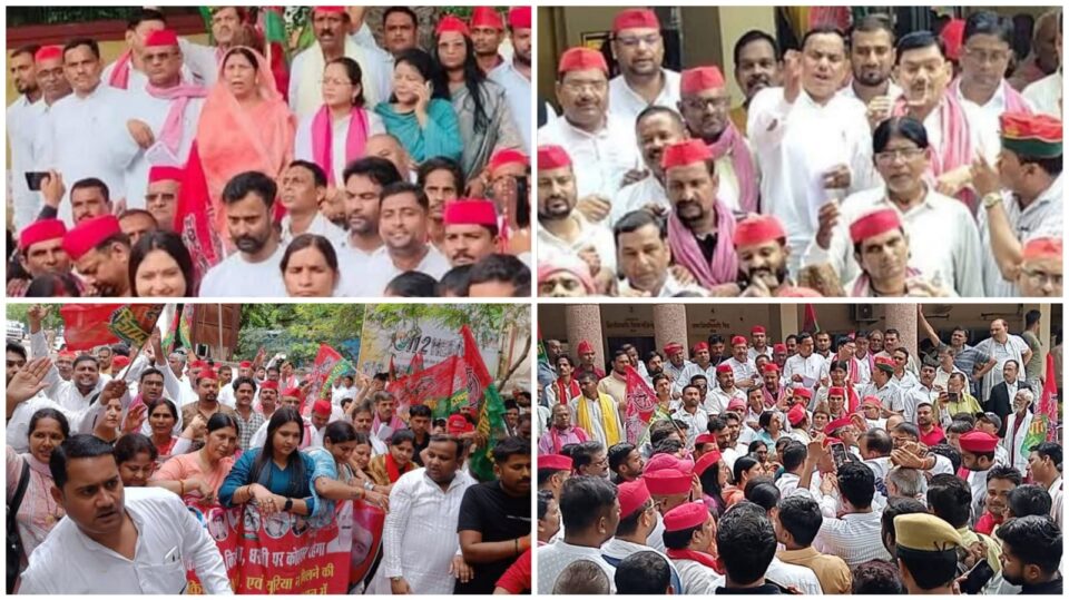 खाद किल्लत पर सपा का हल्ला बोल: किसान लाइन में, कालाबाजारी चरम पर