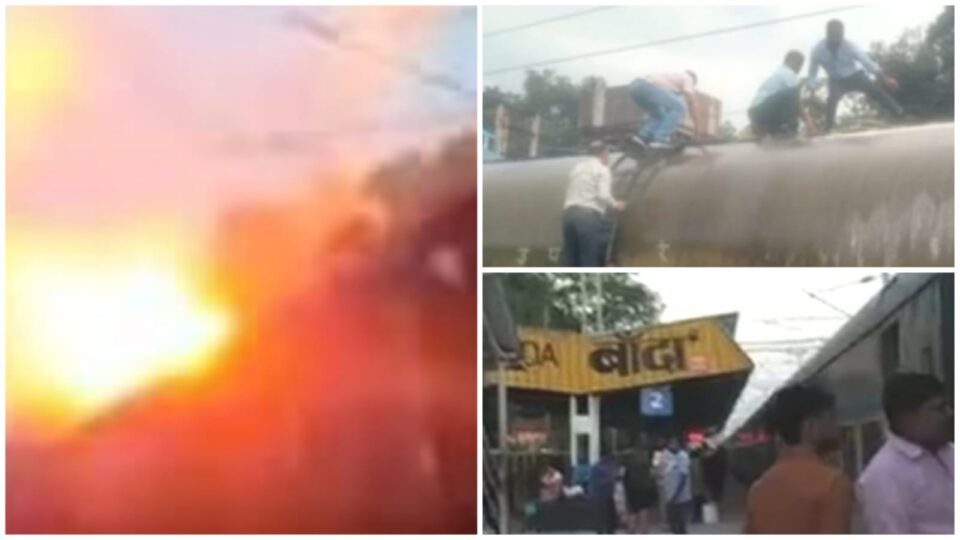 रेलवे स्टेशन पर पेट्रोल वैगन में लगी आग से भगदड़: विस्फोट के डरसे हड़कंप