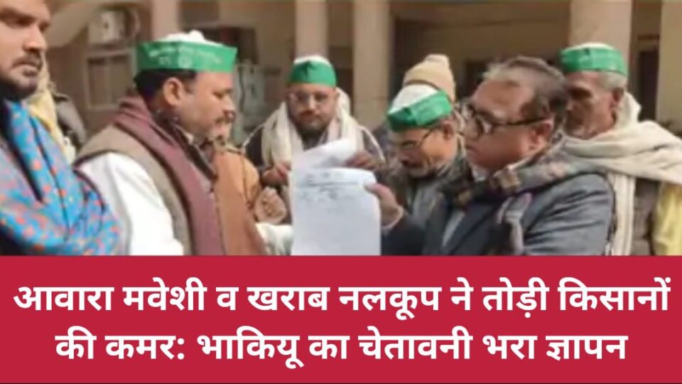 आवारा मवेशी व खराब नलकूप ने 'तोड़ी किसानों की कमर' : भाकियू का 'चेतावनी' भरा ज्ञापन