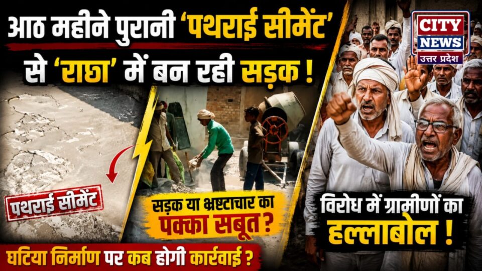 आठ महीने पुरानी 'पथराई सीमेंट' से 'राछा' में बन रही सड़क: विरोध में ग्रामीणों का हल्लाबोल